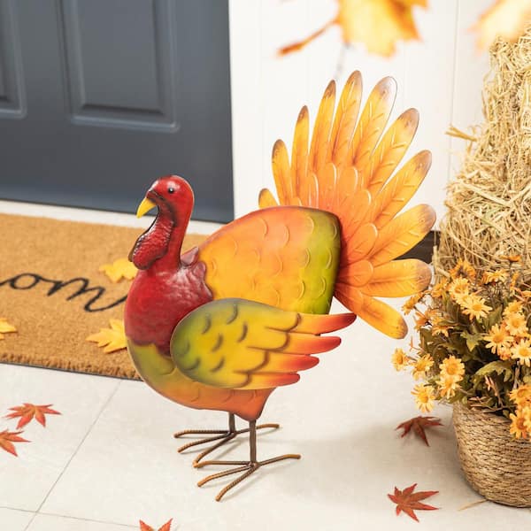 Glitzhome 24 in. L Metal Happy Thanksgiving Wall Decor 2006000082 - The  Home Depot