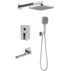2-Handle 3-Spray Tub and Shower Faucet Handheld Shower Combo Set with 8 in. Rain Shower Head in Chrome (Valve Included)