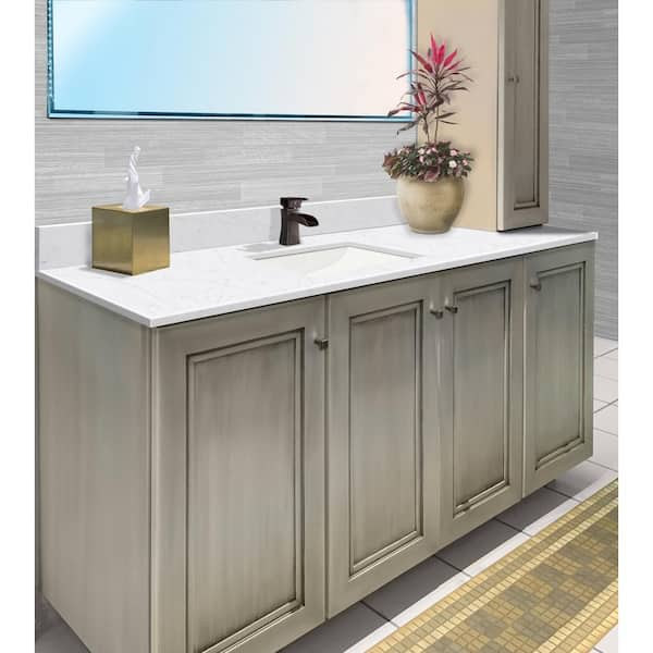 Transolid 43.5 in. W x 22.25 in. D Quartz Vanity Top in Nature's Path with  4 in. Centerset with White Basin VT43.5x22-1OU-3X-A-W-4 - The Home Depot