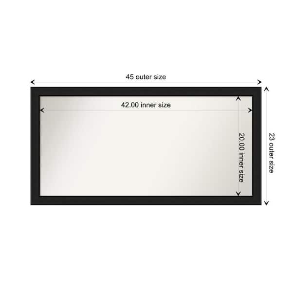 Amanti Art Midnight Black Narrow 45.25 in. x 23.25 in. Custom Non-Beveled Wood FramedBathroom Vanity Wall Mirror