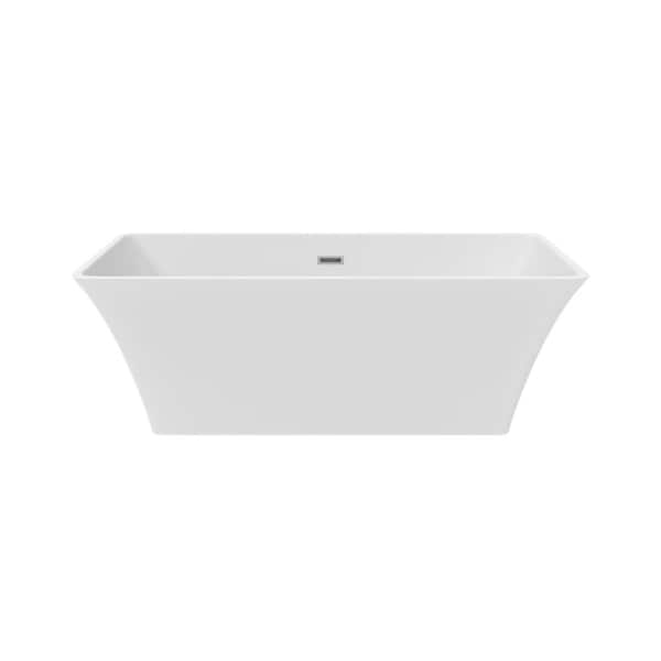 Hydrava 67 in. x 32 in. Freestanding Soaking Acrylic Bathtub with Centered Drain in White