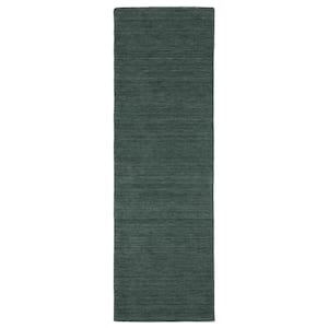 Allaire Teal 2 ft. x 8 ft. Hand-Crafted Solid Heathered 100% Wool Indoor Runner Area Rug