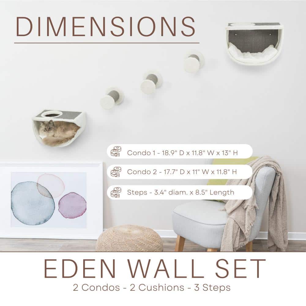 Gray Sisal Wall Mount Cat Tree with Condos and Steps