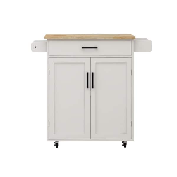 Nestfair White Wood 28.74 in. Kitchen Island with 1 Drawer, 2 Doors and Towel Rack