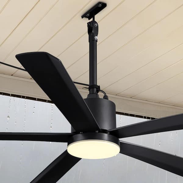 54 in. Black Outdoor/Indoor Waterproof Downrods Mount Pulg-in Standard LED Ceiling fan with Remote for Patios, Gazebos