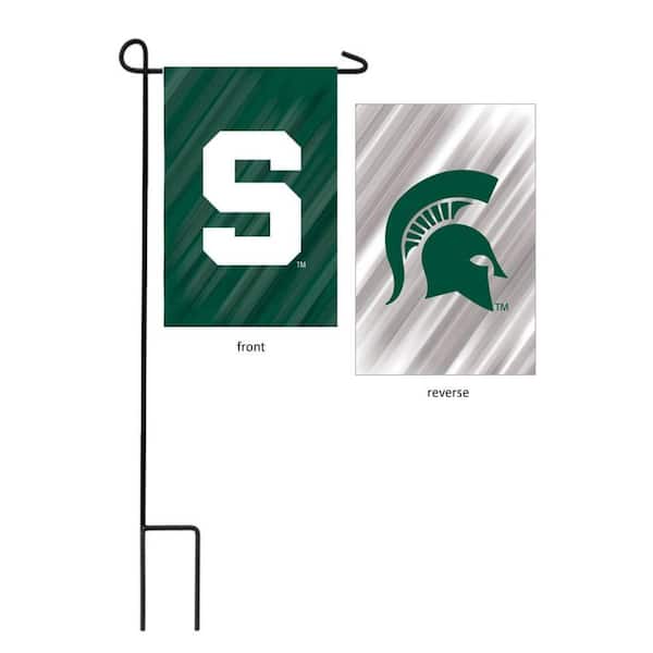 1 ft. x 1-1/2 ft. Michigan State University 2-Sided Garden Flag with 3-2/3 ft. Metal Flagpole
