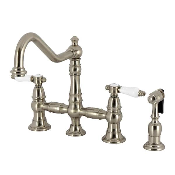 Bel-Air 2-Handle Bridge Kitchen Faucet in Brushed Nickel