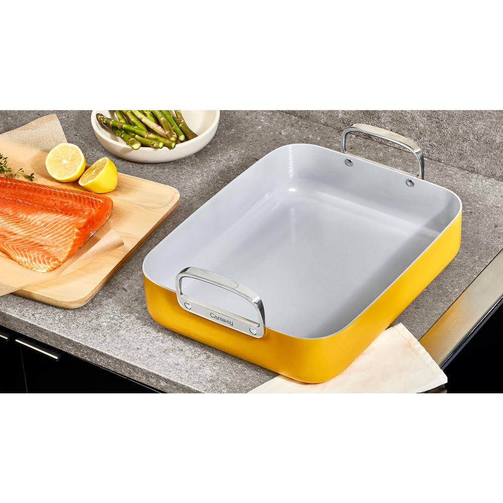 Navy Blue Ceramic Nonstick Square Roasting Pan with Rack