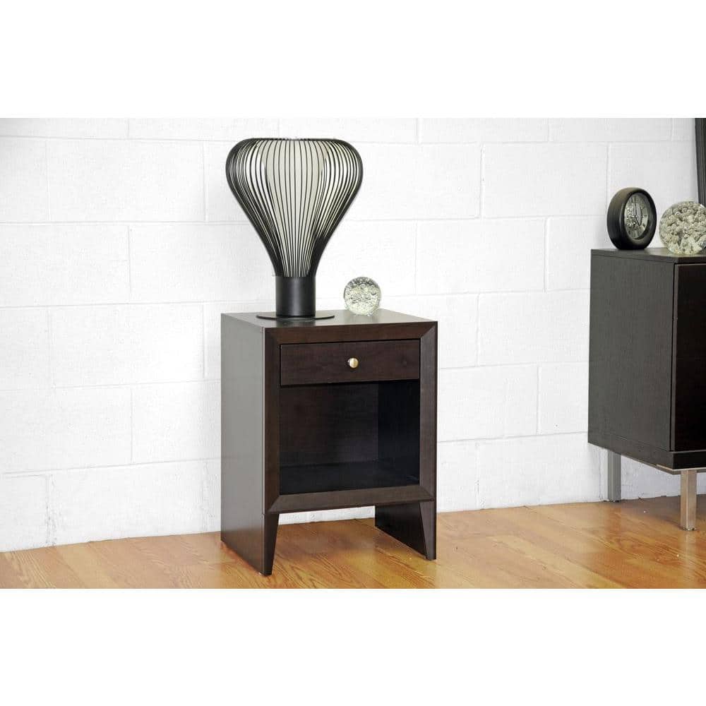 Leelanau 15" Dark Brown Engineered Wood Modern Nightstand