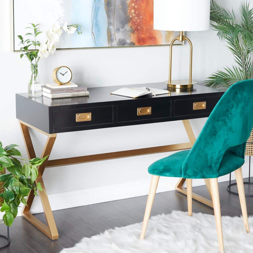 47" Black and Iron Modern Desk with Storage