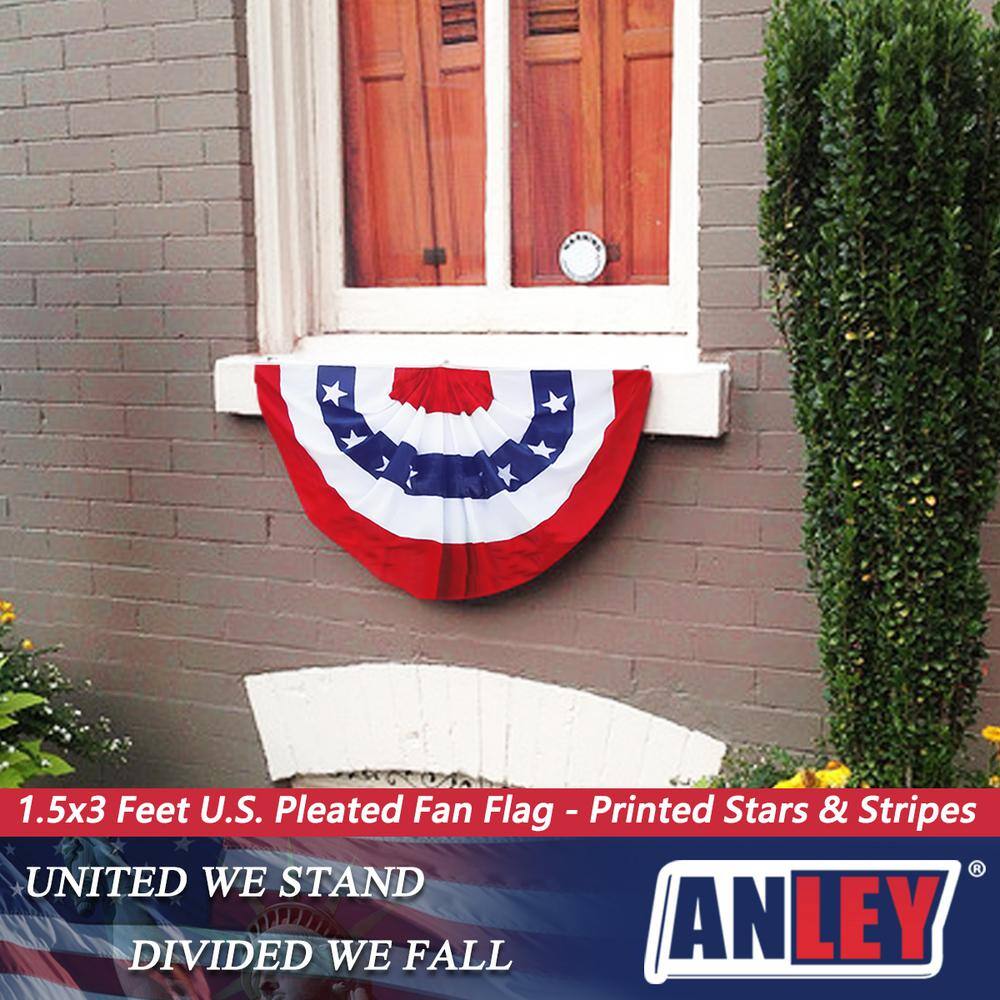 Patriotic American Flag Pleated Fan Banner with Brass Grommets