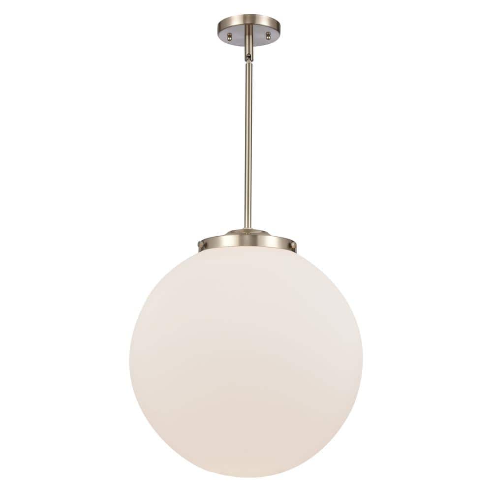 Beacon 60-Watt 1-Light Brushed Satin Nickel Shaded Mini Pendant Light with Matte White Glass price history on PriceWatchPro