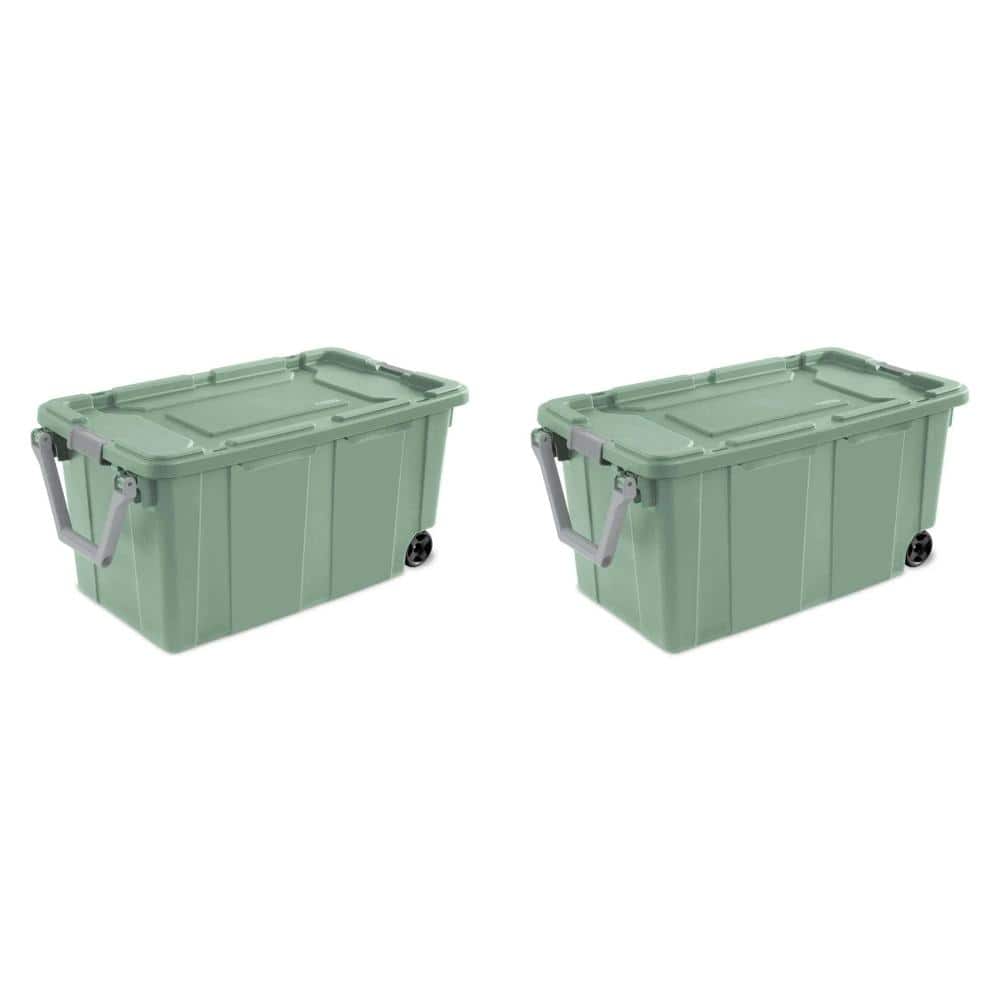 40 Gallon Wheeled Plastic Storage Bins, Stackable with Lid & Handle, Green 2 Pack for Home Storage price history on PriceWatchPro