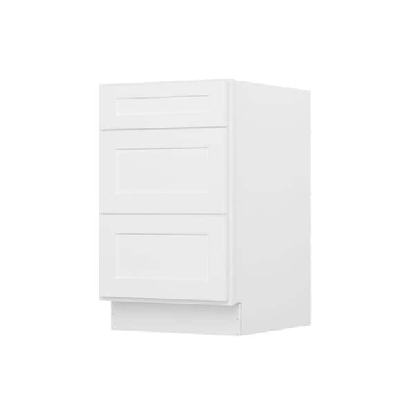 21 in. W 24 in. H 34.5 in. D Ready to Assemble Plywood Base Kitchen Cabinet in Painted White with 3-Drawer