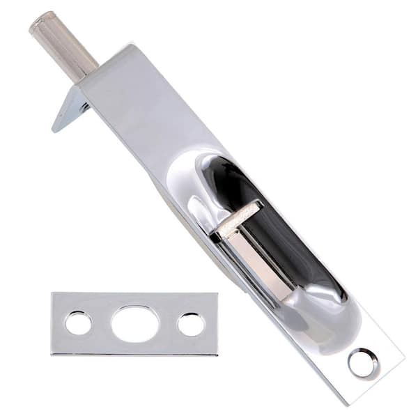 idh by St. Simons 4 in. Solid Brass Flush Bolt with Square End in Polished Chrome