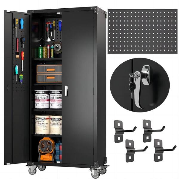 Kaikeeqli 16 in. D x 71 in. H x 32 in. W Black Steel Wardrobe, Metal Locker  for HomeOffice and Laundry Room, Freestanding Cabinet ZYHD-WJGYG-B - The  Home Depot