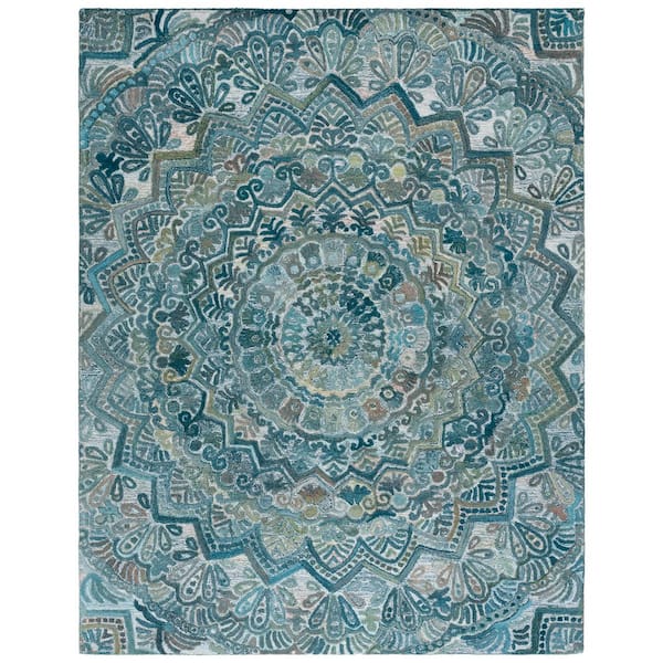 Marquee 8 ft. x 10 ft. Aqua/Green Oriental Area Rug