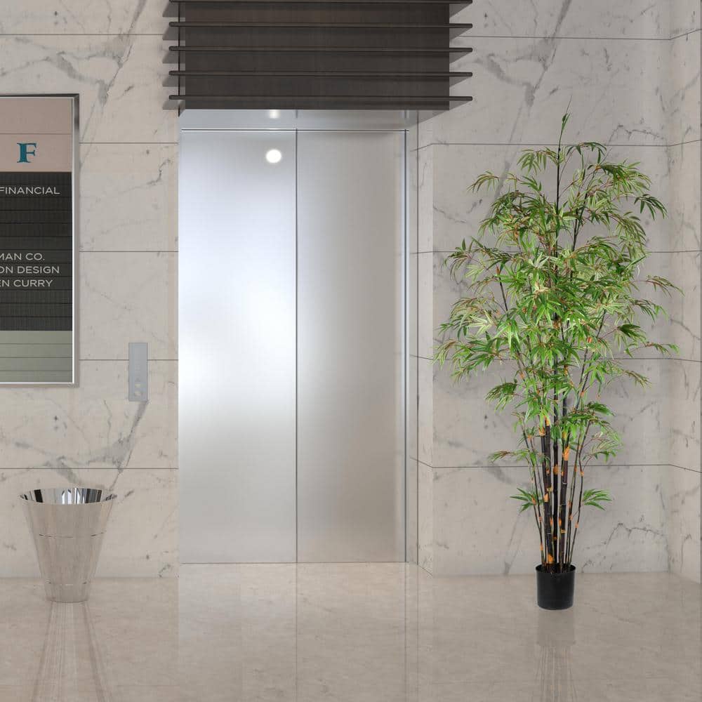 Summer Breeze 8' Potted Palm Bamboo Tree for Outdoor Decor