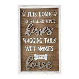 This Home is Filled with Kisses Wagging Tails Wet Noses and Love Rustic Wood Framed Wall Decorative Sign