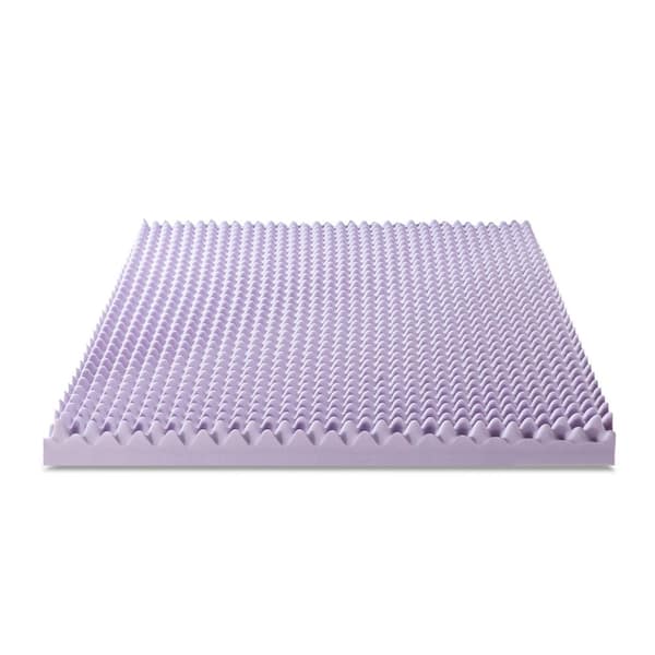 Mellow 3 in. King Egg Crate Memory Foam Mattress Topper with Lavender Infusion, Purple