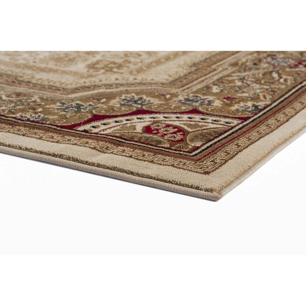 Ivory Rectangular Oriental Synthetic 5' x 7' Area Rug