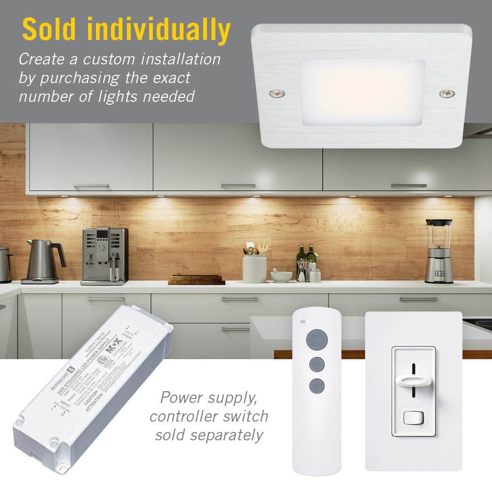 Square Low Profile Dimmable Aluminum LED Puck Light, 3000K Soft White