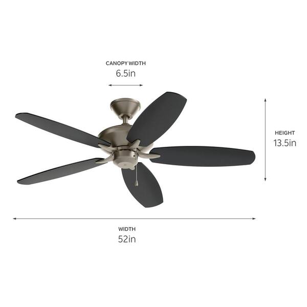 KICHLER Renew 52 in. Indoor Oil Brushed Bronze Ceiling Fan Pull 2024 Chain