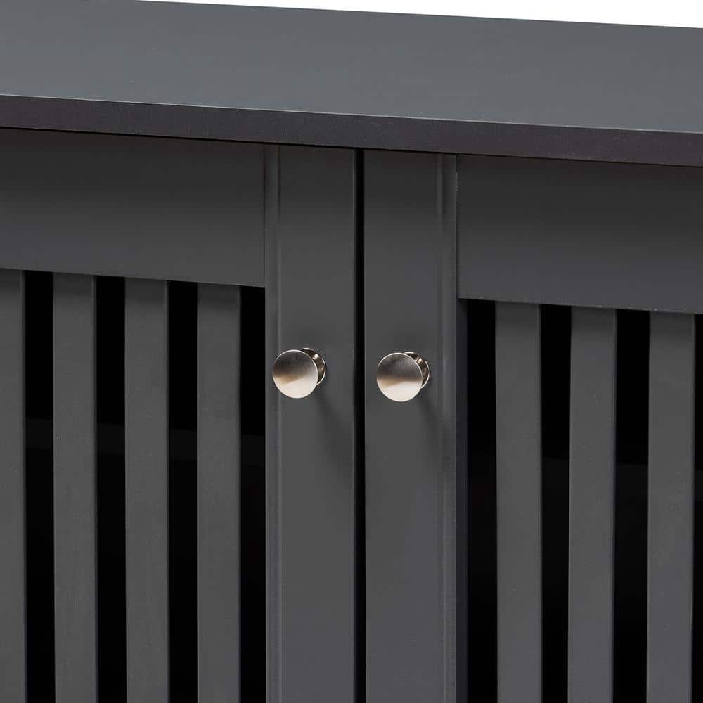 Dark Gray Wooden 3-Door Entryway Shoe Storage Cabinet