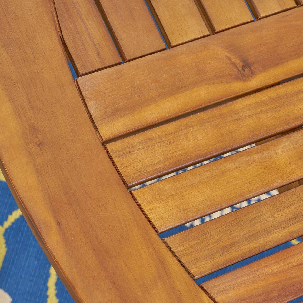 Calm Teak Brown Round Acacia Wood Outdoor Dining Table for 6