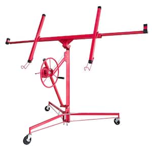11 ft. Heavy-Duty Steel Drywall Lift Drywall Panel Hoist in Red with Wheel Base