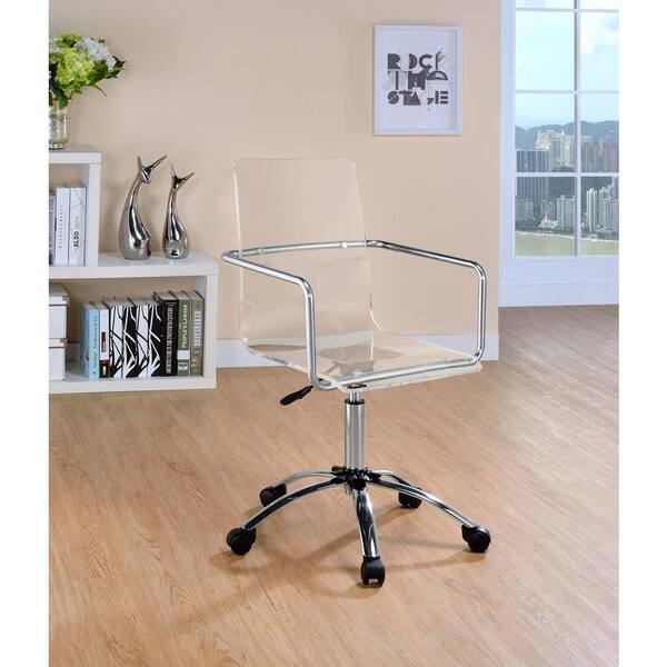 Coaster Amaturo Clear and Chrome Acrylic Seat Adjustable Height Office Chair 801436 The Home Depot