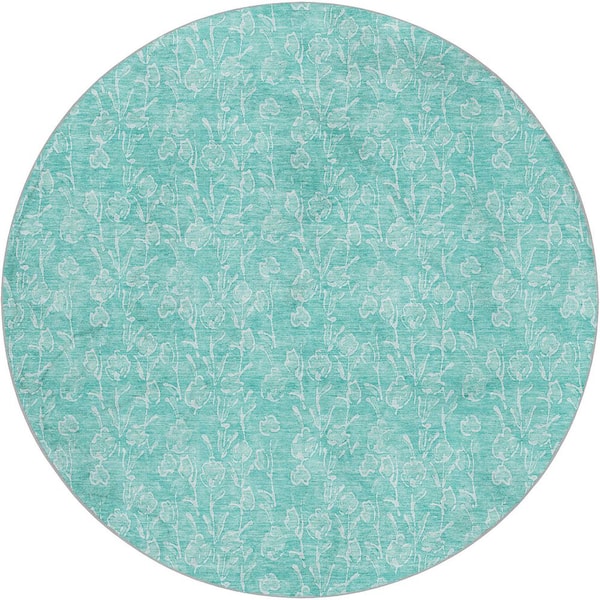 Dream Shag Premium Machine Washable Abstract ADS691 Teal 10 ft. x 14 ft. Area Rug