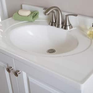 31 in. W x 19 in. D Cultured Marble White Round Single Sink Vanity Top in White