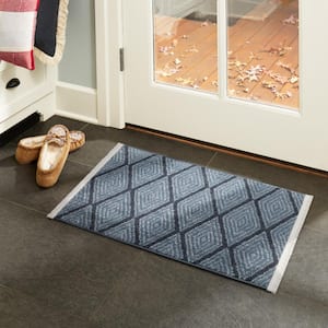 Everyday Rein Solid Diamond Blue 2 ft. x 3 ft. Machine Washable Area Rug