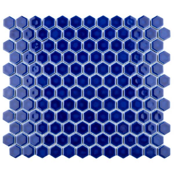 Merola Tile Metro Ion 1 in. Hex Sapphire 10-1/4 in. x 11-7/8 in. Porcelain Mosaic Tile (8.6 sq. ft./Case)