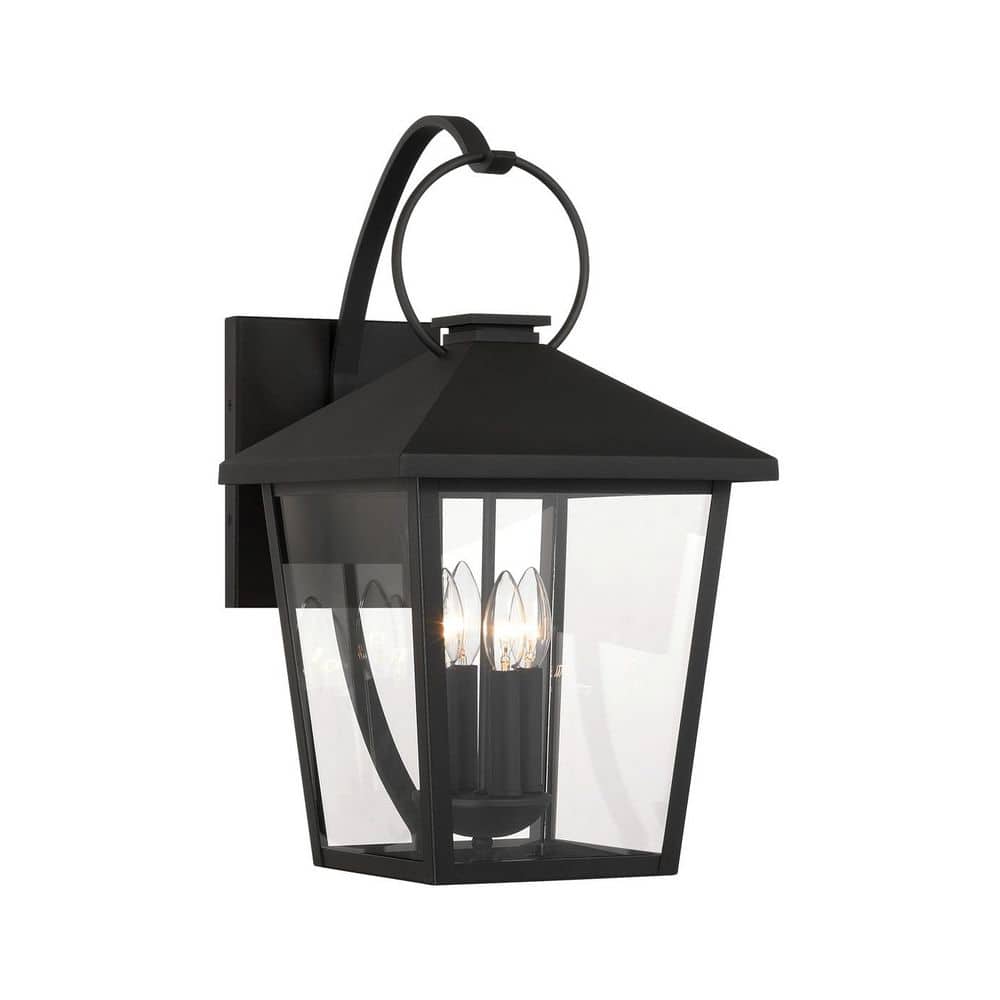 Parkside 22 in. Sand Coal Black Outdoor Hardwired Lantern Wall Sconce with Clear Glass Shades, No Bulbs Included price history on PriceWatchPro