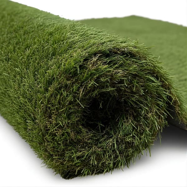 Evergreen Natural 7 ft. x 13 ft. Indoor/Outdoor Realistic Turf Green Artificial Grass Area Rug - Playroom, Patio