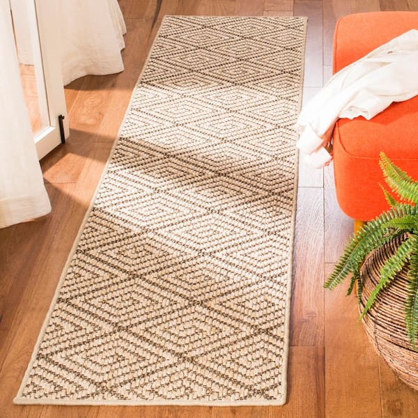 Palm Beach 2 ft. x 12 ft.Beige/Brown Geometric Runner Rug