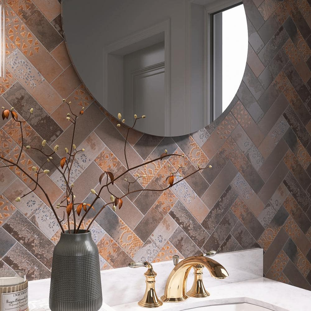 Mud Brown and Yellow Matte Porcelain Subway Tile