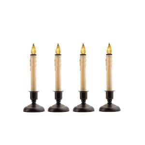 9 in. Battery Operated LED Christmas Candles with Black Base and Sensor (Set of 4)