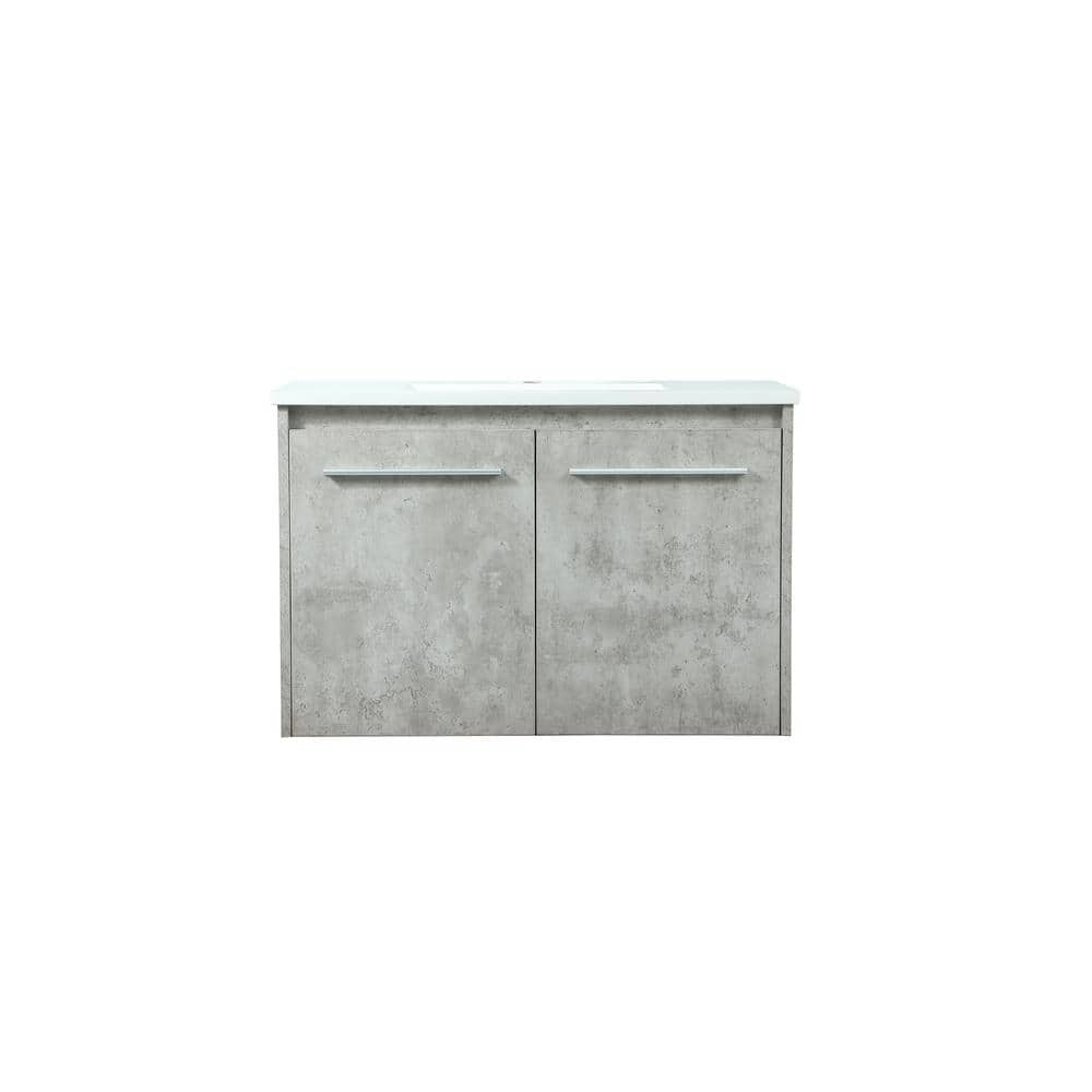 Timeless Home 30 in. W Single Bath Vanity in Concrete Grey with Engineered 