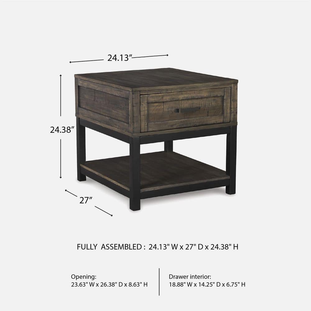 Johurst 24 in. Brown Rectangle Wood End Table with Drawers - thumbnail 8