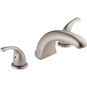 2-Handle Deck-Mount Roman Tub Faucet Trim Kit in Brushed Nickel (Valve Not Included)