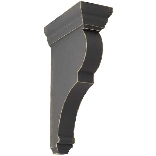 Ekena Millwork 3 in. x 12 in. x 6-1/2 in. Black Large Rojas Wood Vintage Decor Corbel