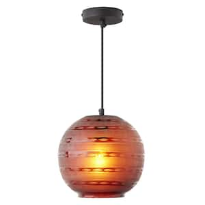 Indra 40-Watt 1-Light Orb-Shaped Pendant Light with Red Hand Blown Glass Shade