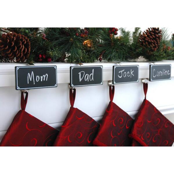 Christmas Stocking Mantle Holders with Nameplates (4 pk