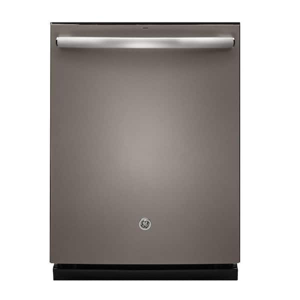GE 24 in. Fingerprint Resistant Slate Top Control Dishwasher 120-Volt with Stainless Steel Tub, Steam Cleaning, and 46 dBA
