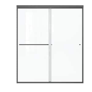 60 in. W x 70 in. H Sliding Frame Shower Door in Matte Black with Clear Glass