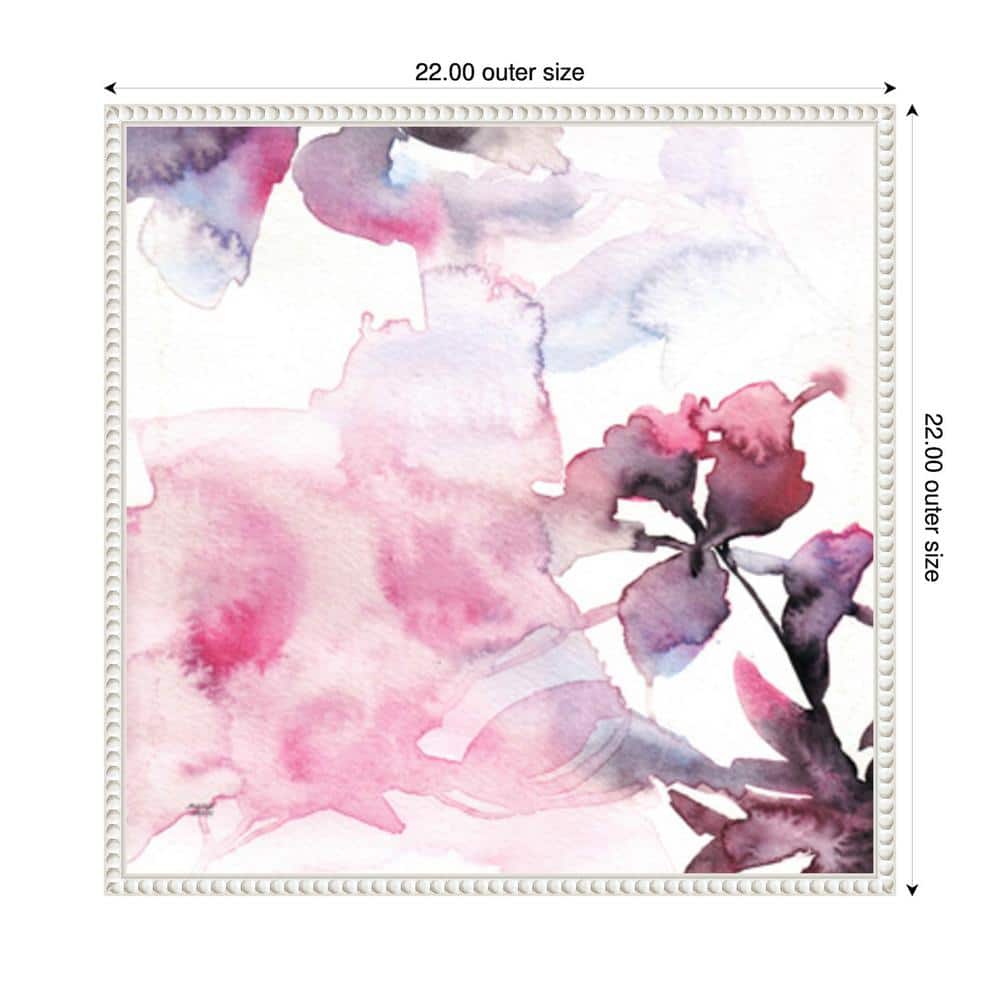 22" White Floater Frame Watercolor Floral Canvas Art Print