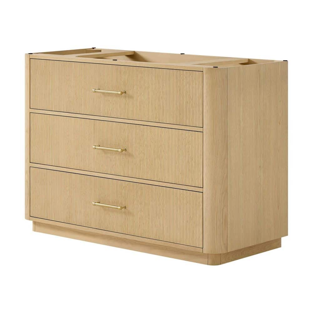 Francesca 48 in. Freestanding Bath Vanity Cabinet without Top in Scandinavian Oak with Satin Bronze Trim price history on PriceWatchPro